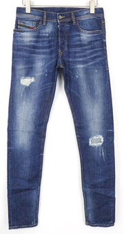 DIESEL Tepphar 084TX Men's W28/L32 Blue Cotton Stretch Slim Carrot Jeans Rip