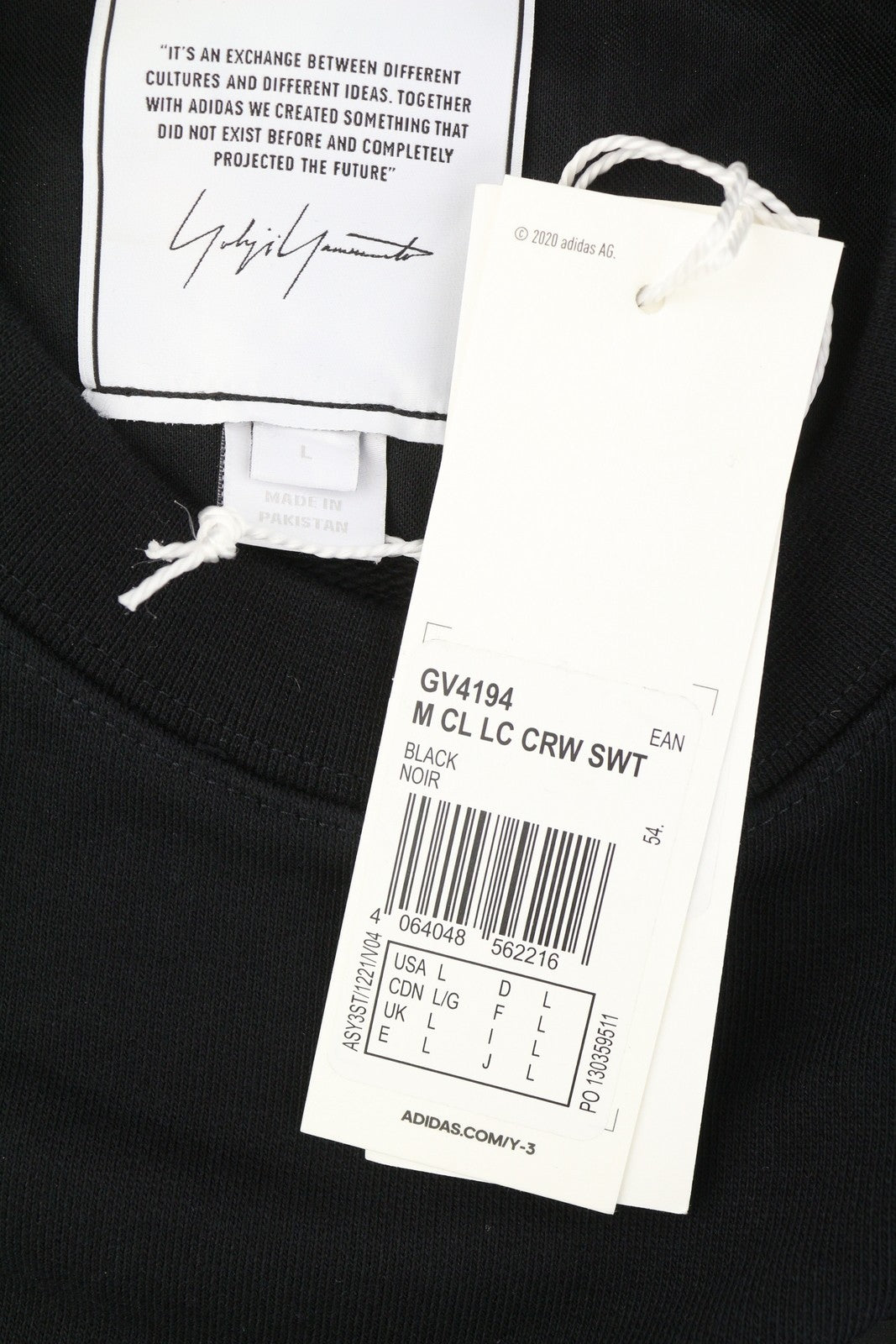 Y-3 YOHJI YAMAMOTO x Adidas Men Sweatshirt L Black Crew Neck Pullover RRP239