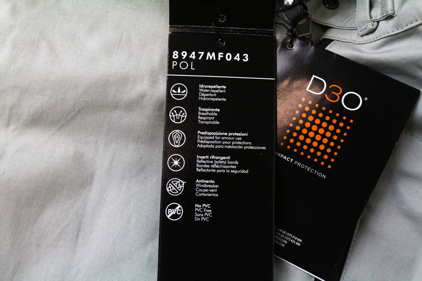 TUCANO URBANO Pol Men's S Grey Cotton Moto Windbreaker Water Resistant Jacket