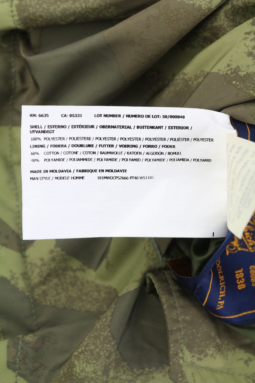 WOOLRICH Reversible Travel Men Jacket S Green Camouflage Zip Lightweight RRP380