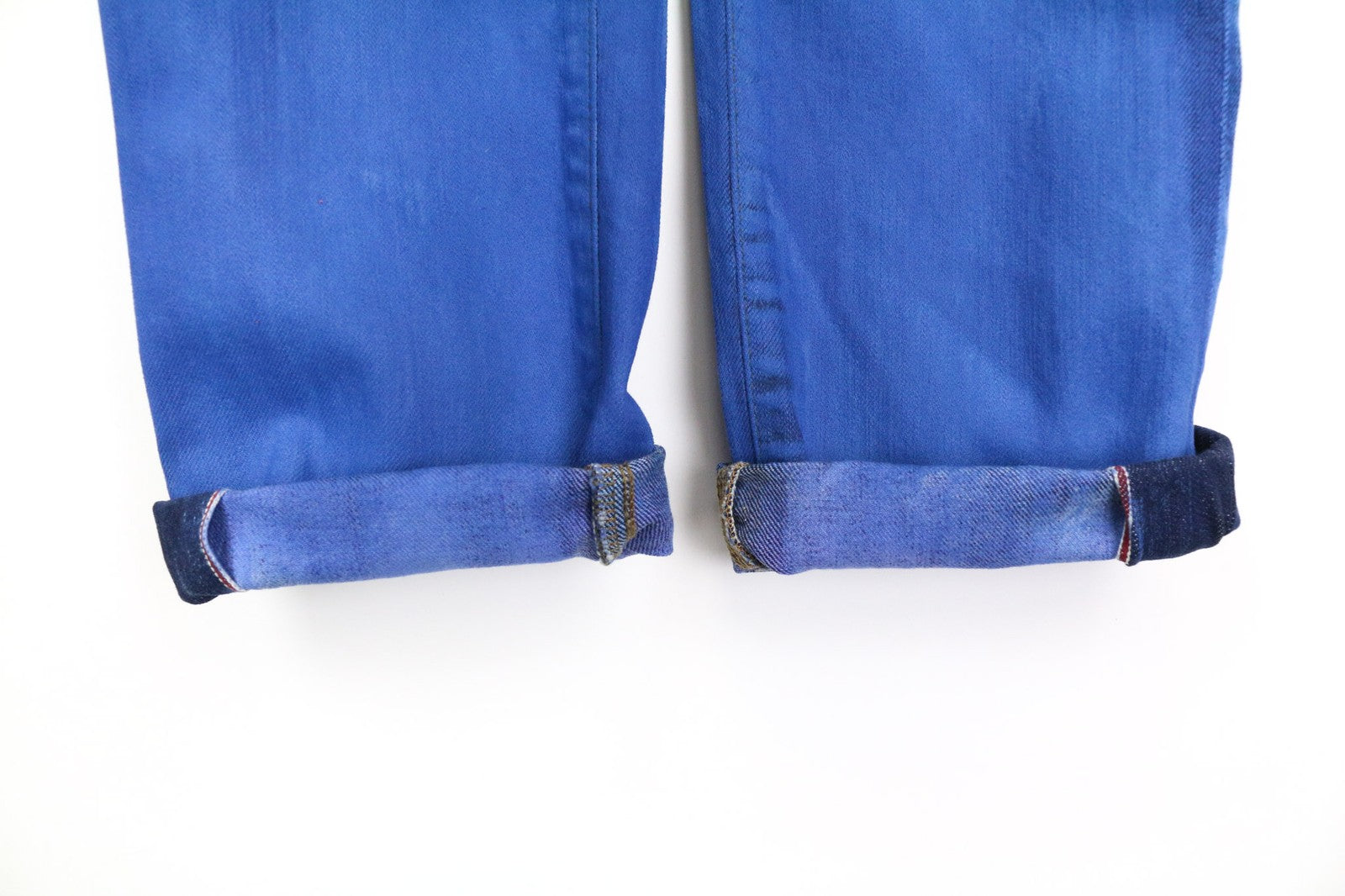 GOOD GENES Men's W32/L34 Selvedge Blue Pure Cotton Slim Patched Jeans Unique