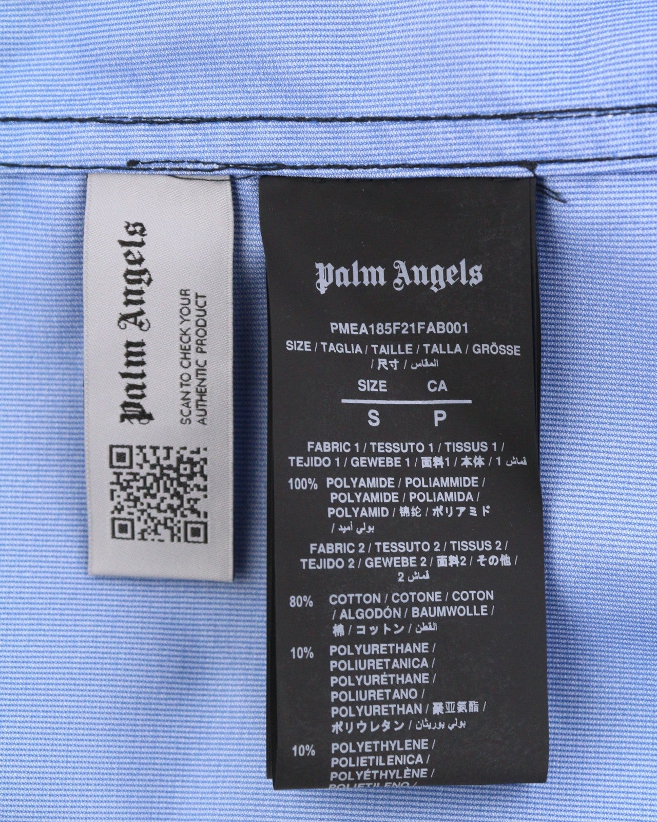 PALM ANGELS Men Jacket S Blue Overcoat Drawstring Waist Hooded Oversized RRP1250