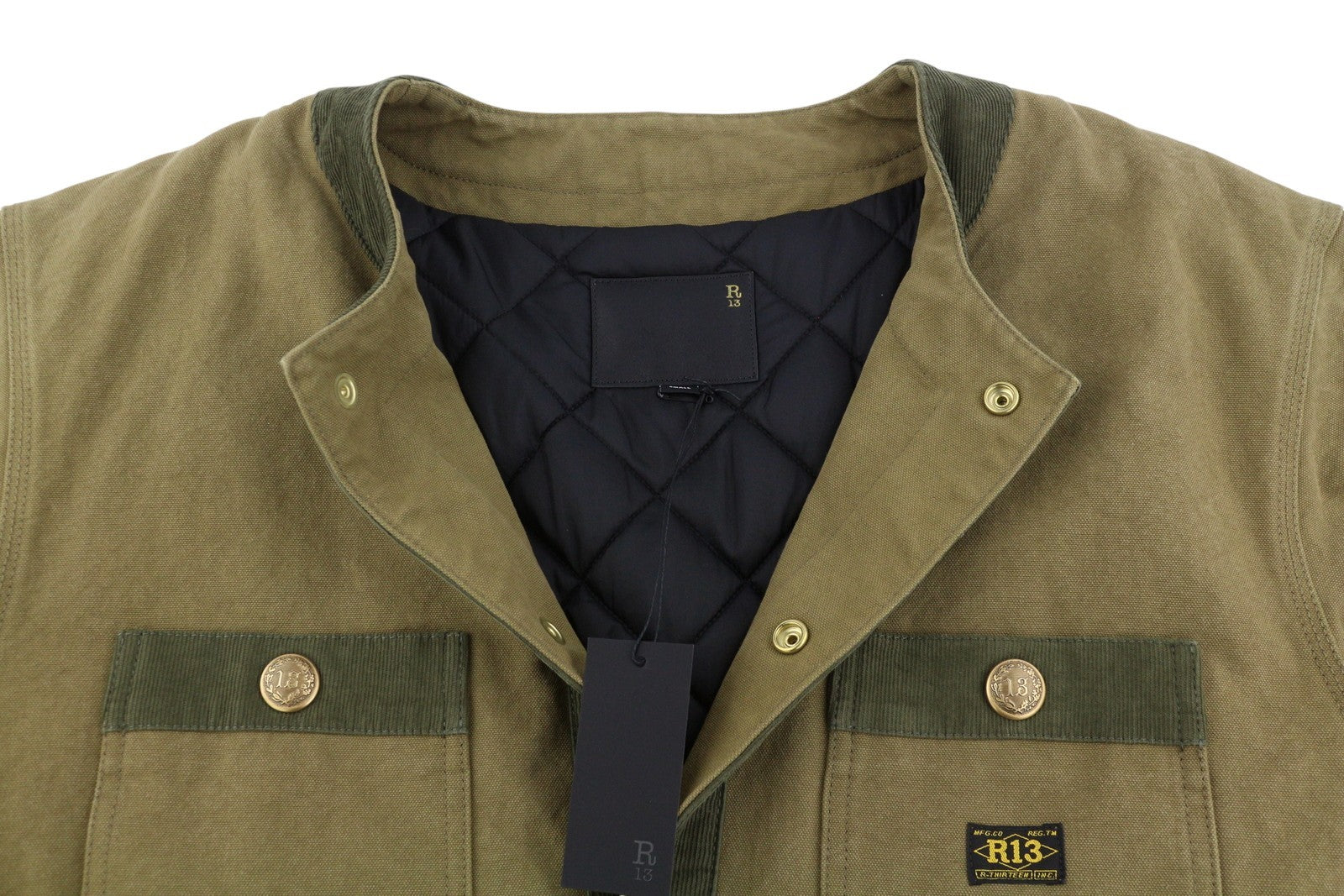 R13 Cord Trimmed Chore Women Jacket S Dusky Tan Canvas Oversized FW25 RRP1699