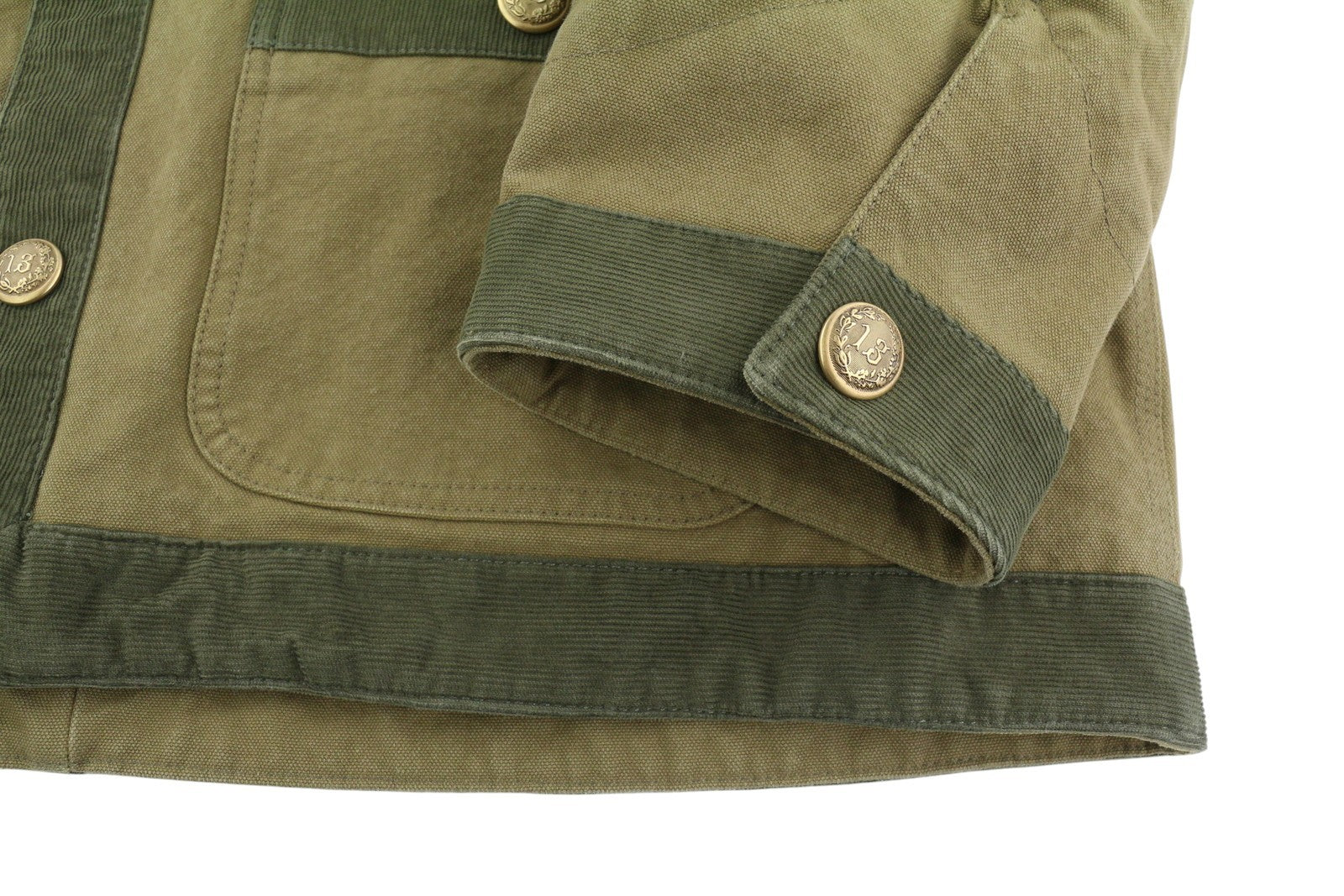 R13 Cord Trimmed Chore Women Jacket S Dusky Tan Canvas Oversized FW25 RRP1699