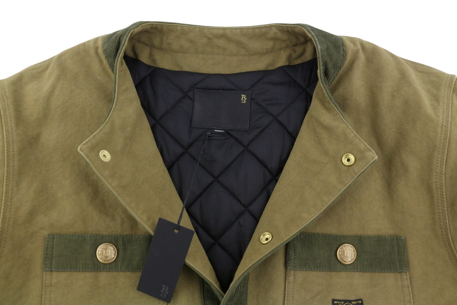 R13 Cord Trimmed Chore Women Jacket XS Dusky Tan Canvas Oversized FW25 RRP1699