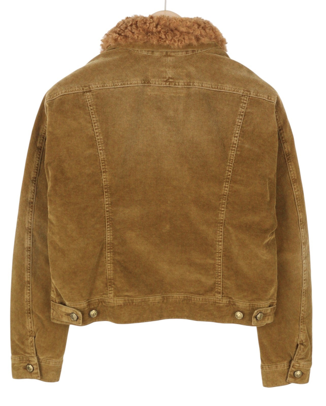 R13 Skinny Trucker Women Jacket M Golden Brown Stretch Cord Button FW25 RRP1199