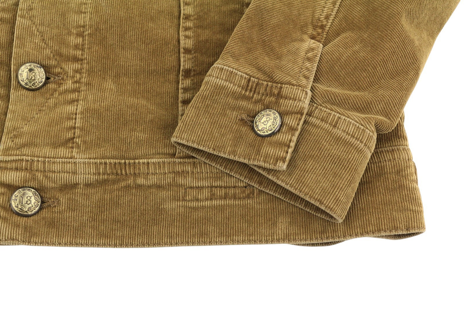 R13 Skinny Trucker Women Jacket M Golden Brown Stretch Cord Button FW25 RRP1199