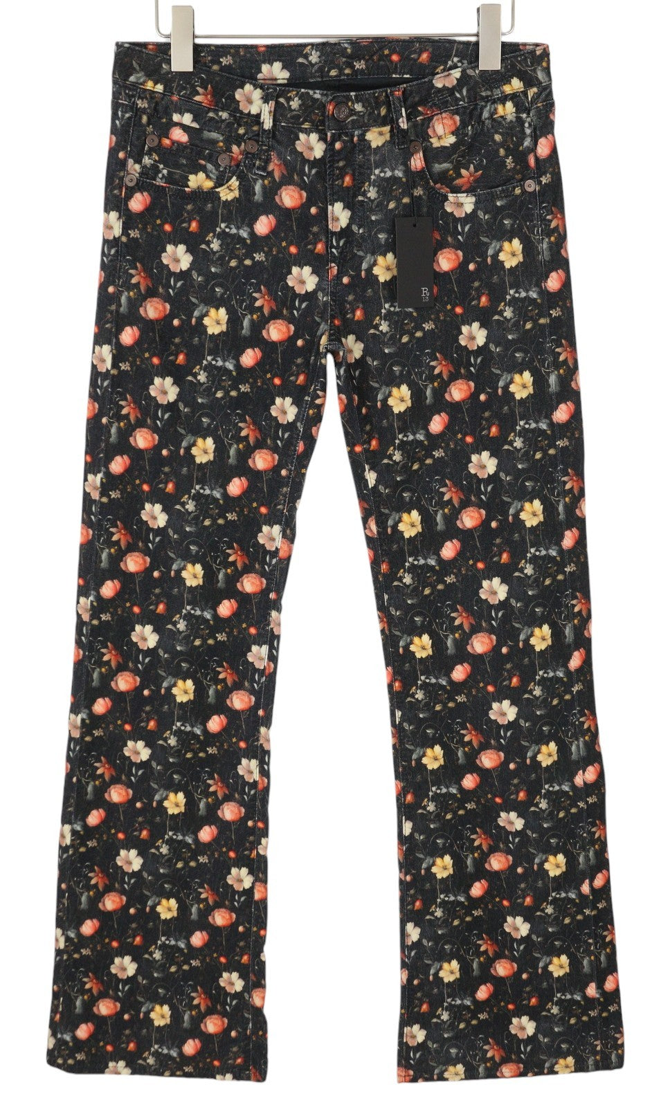 R13 Boy Flare Women Jeans 30 Lunar Petal Velveteen Floral Print FW25 RRP799