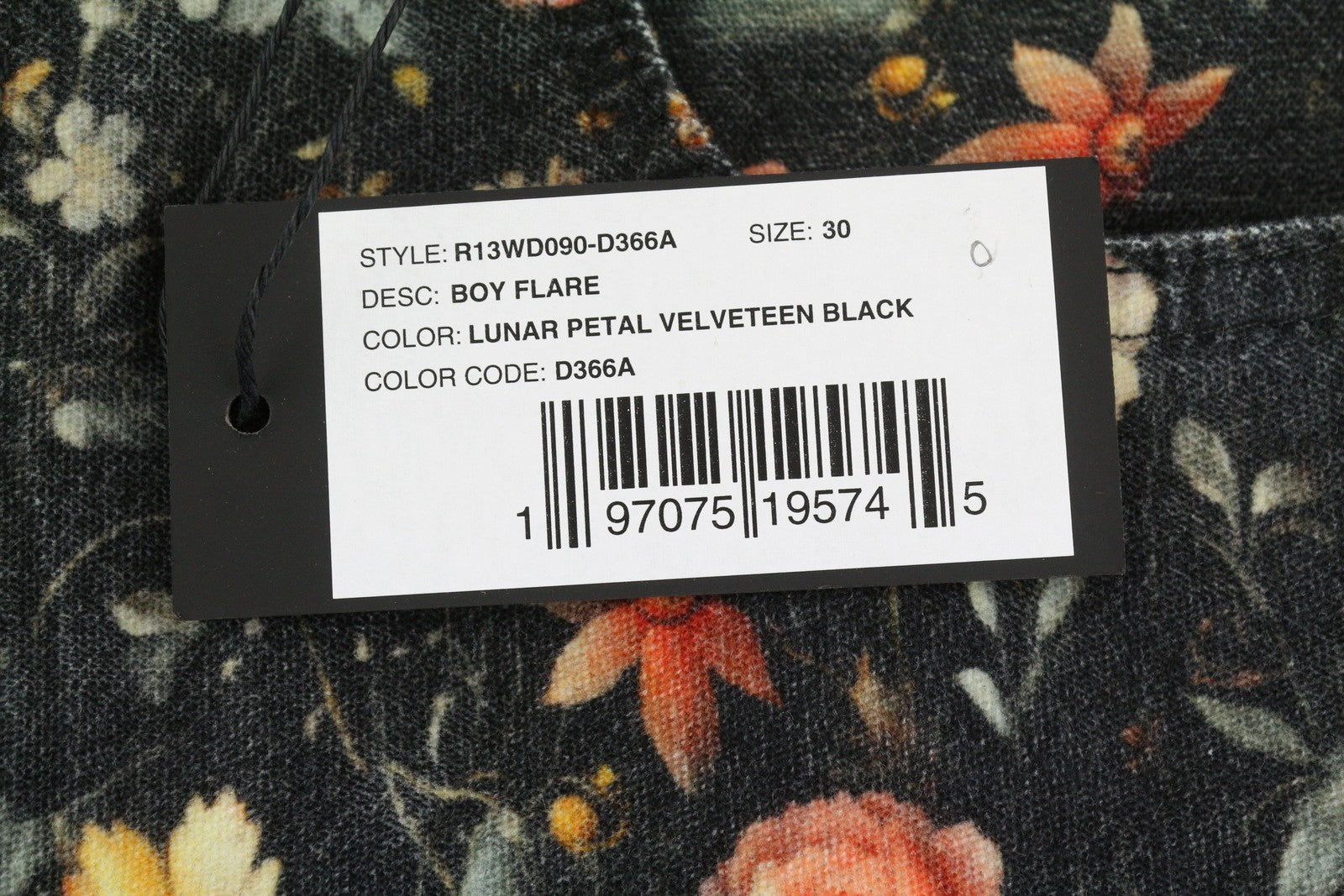 R13 Boy Flare Women Jeans 30 Lunar Petal Velveteen Floral Print FW25 RRP799