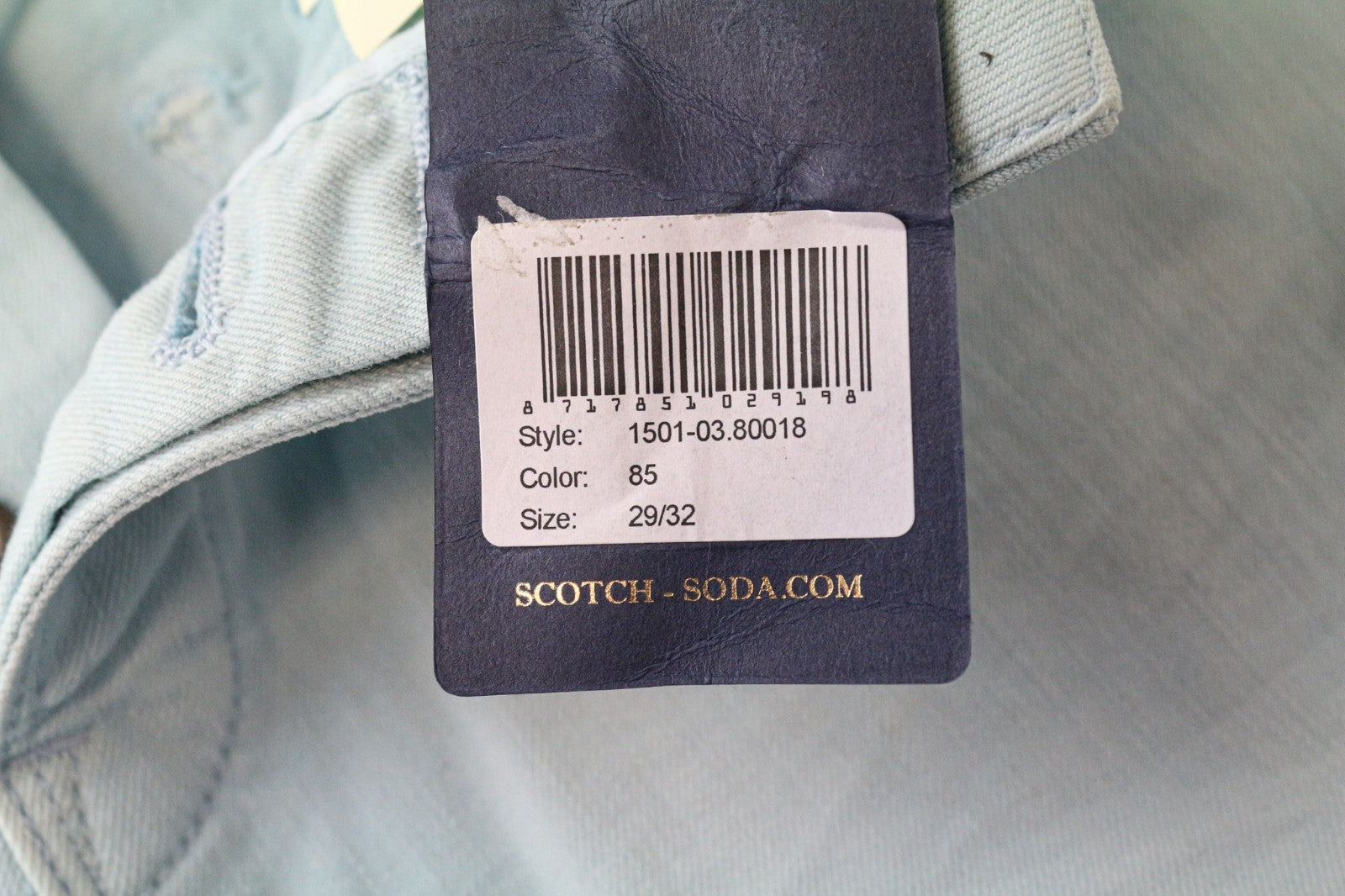 SCOTCH & SODA Steele Men's W29/L32 Blue Cotton Stretch Slim Trousers Casual