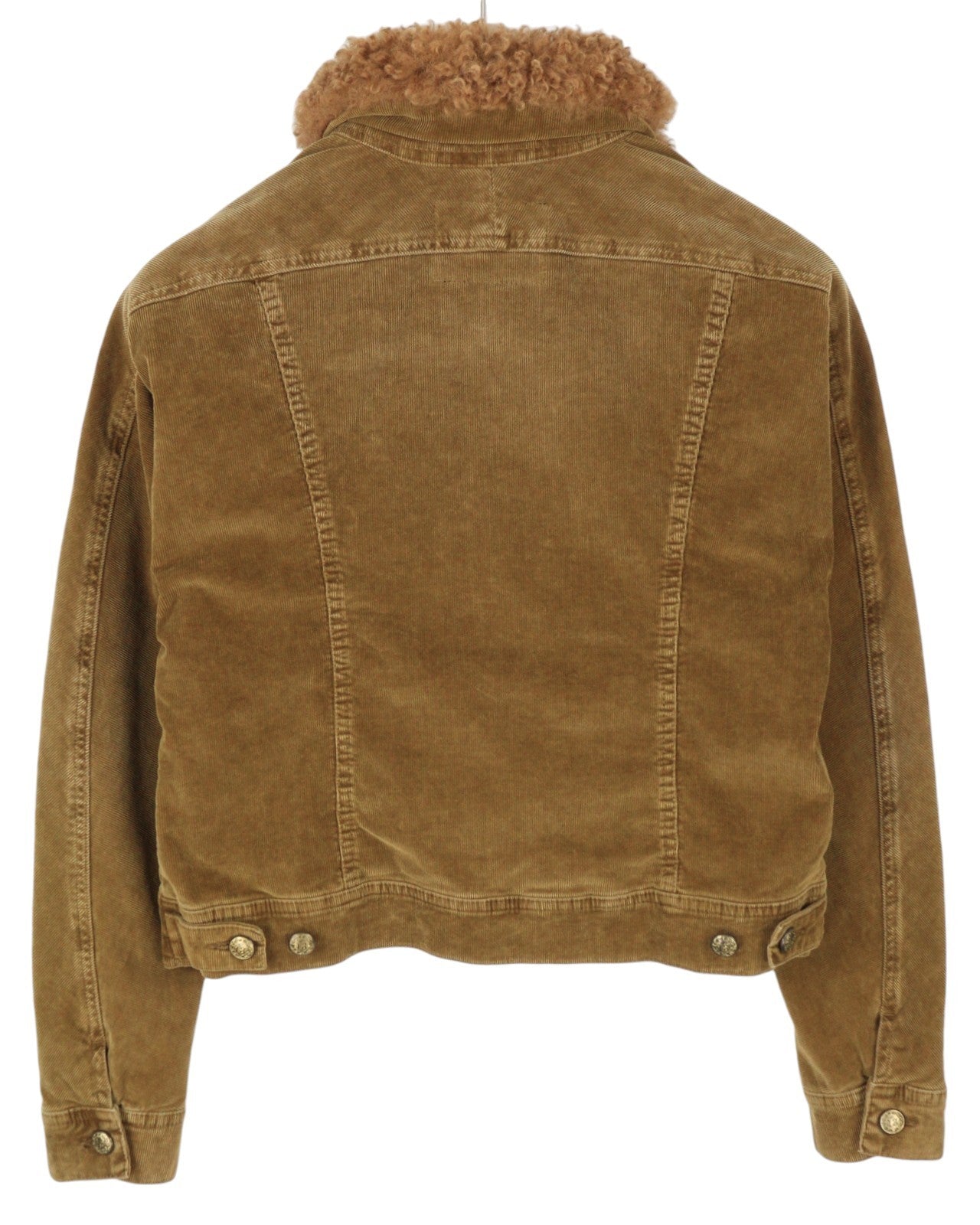 R13 Skinny Trucker Women Jacket S Golden Brown Stretch Cord Button FW25 RRP1199