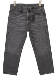 R13 Boyfriend Women Jeans 28 Wilson Black Whiskers Faded Denim Cropped Zip PS25