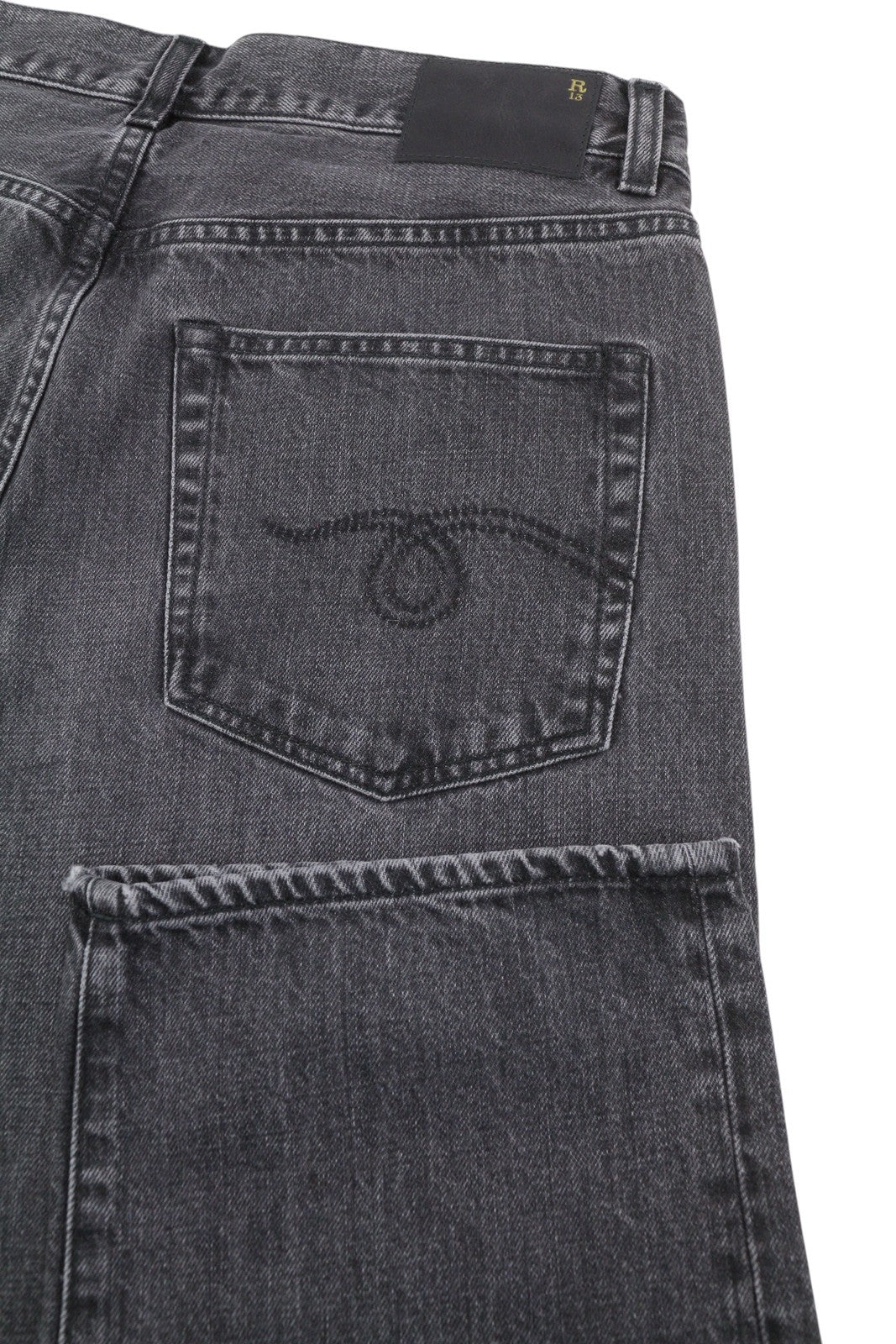 R13 Boyfriend Women Jeans 28 Wilson Black Whiskers Faded Denim Cropped Zip PS25