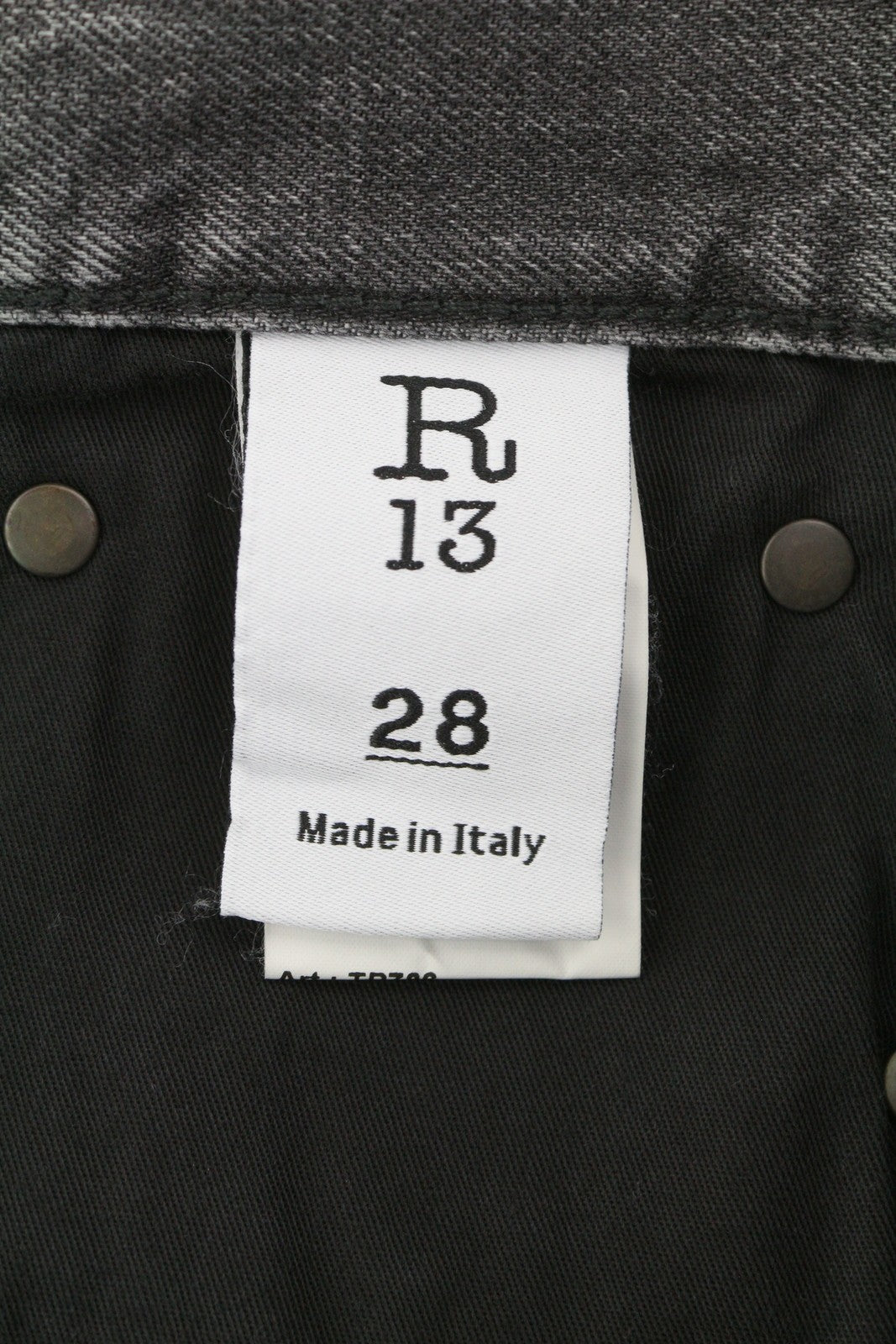 R13 Boyfriend Women Jeans 28 Wilson Black Whiskers Faded Denim Cropped Zip PS25