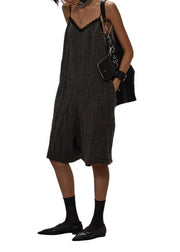 R13 Lace Trimmed Women Romper S Dark Grey Sleeveless Plaid Wool PF25 RRP1075