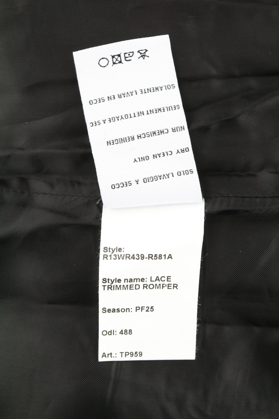 R13 Lace Trimmed Women Romper S Dark Grey Sleeveless Plaid Wool PF25 RRP1075