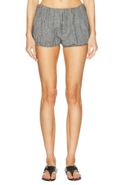 R13 Tailored Bloomers Women Shorts 27 Grey Plaid Linen Elastic Hem SS25 RRP499