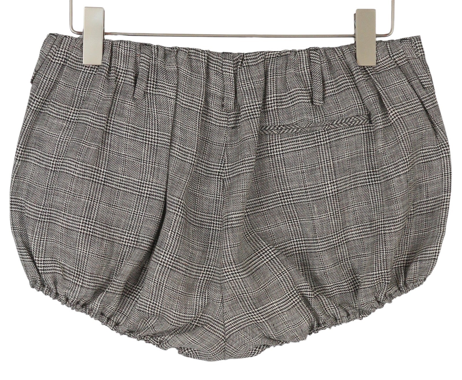 R13 Tailored Bloomers Women Shorts 27 Grey Plaid Linen Elastic Hem SS25 RRP499