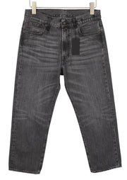 R13 Boyfriend Women Jeans 27 Wilson Black Whiskers Faded Cropped Denim PS25