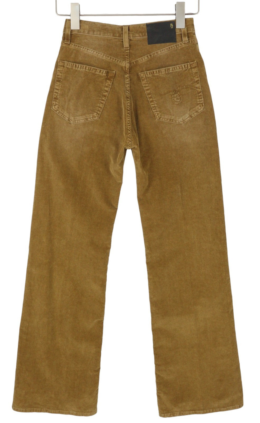 R13 Charlotte Women Trousers 24 Golden Brown Stretch Cord Flared FW25 RRP599