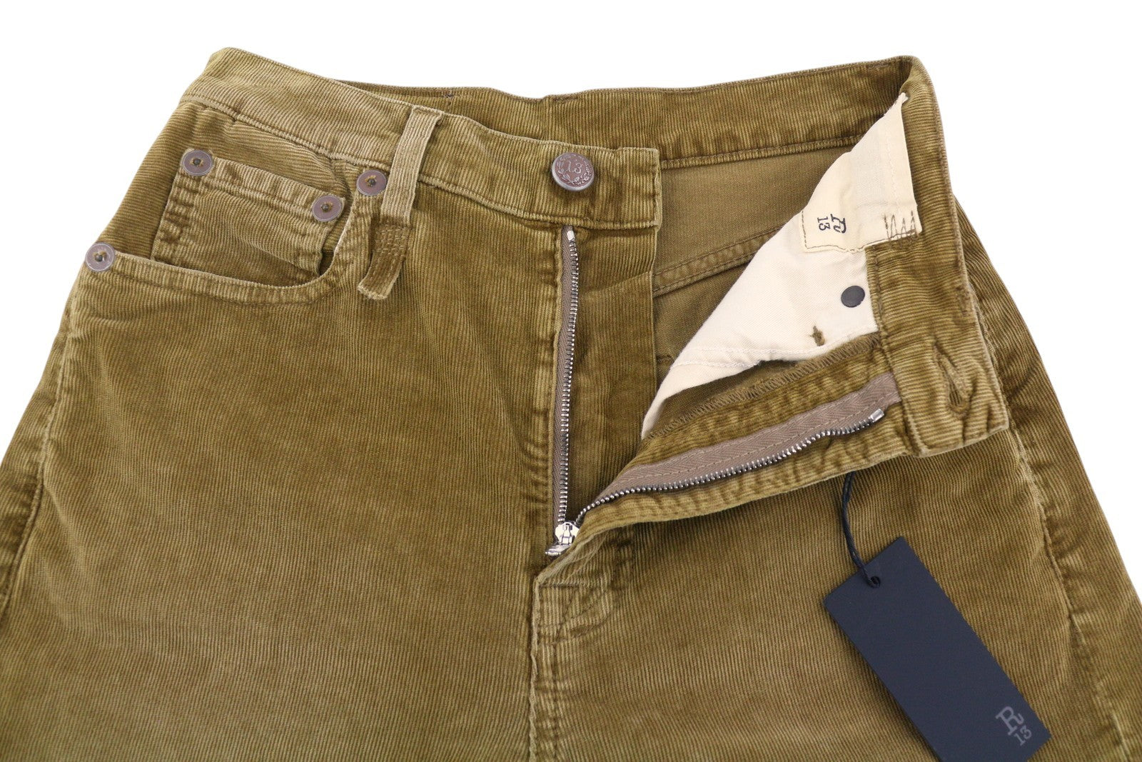 R13 Charlotte Women Trousers 24 Golden Brown Stretch Cord Flared FW25 RRP599