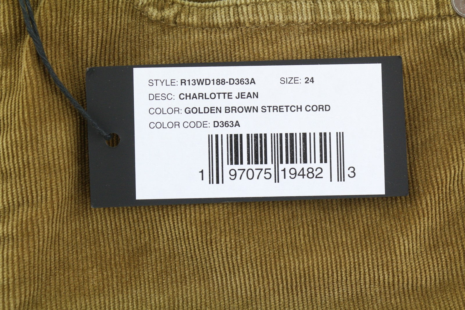 R13 Charlotte Women Trousers 24 Golden Brown Stretch Cord Flared FW25 RRP599