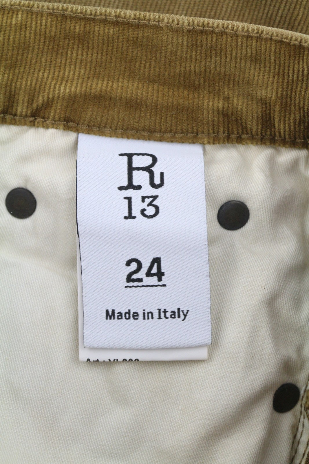 R13 Charlotte Women Trousers 24 Golden Brown Stretch Cord Flared FW25 RRP599