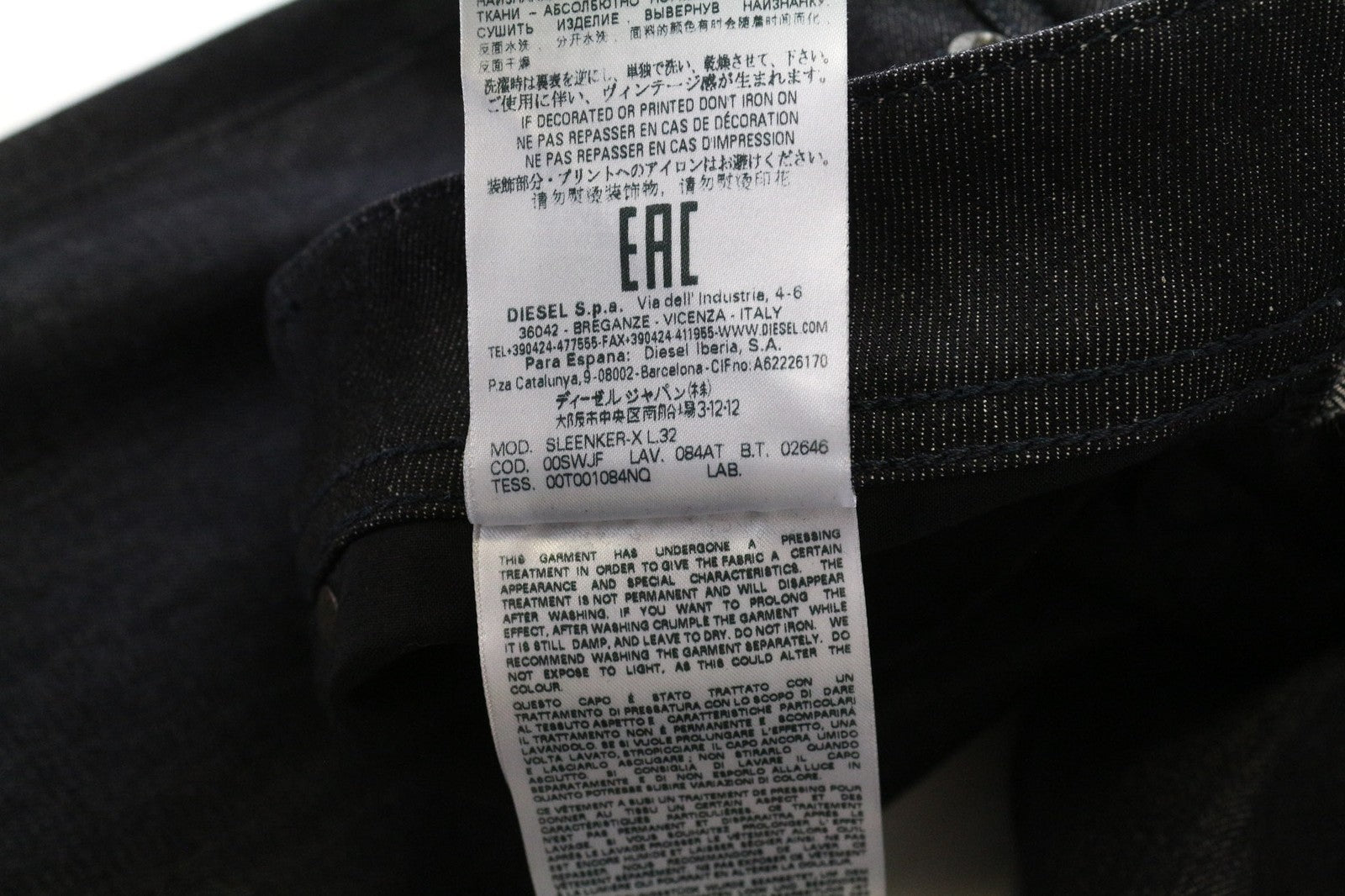 DIESEL Sleenker-X 084AT Men's W30/L32 Dark Grey Stretch Skinny Jeans 5 Pocket