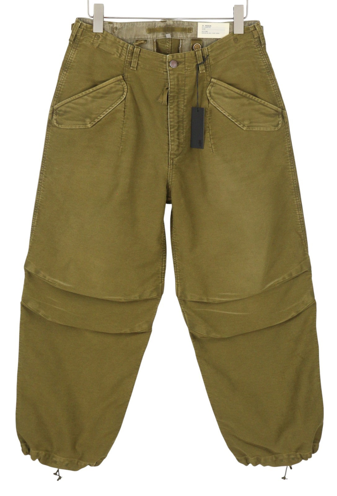 R13 Ankle Military Women Trousers 30 Olive Garment Dyed Cargo Zip FW25 RRP1199