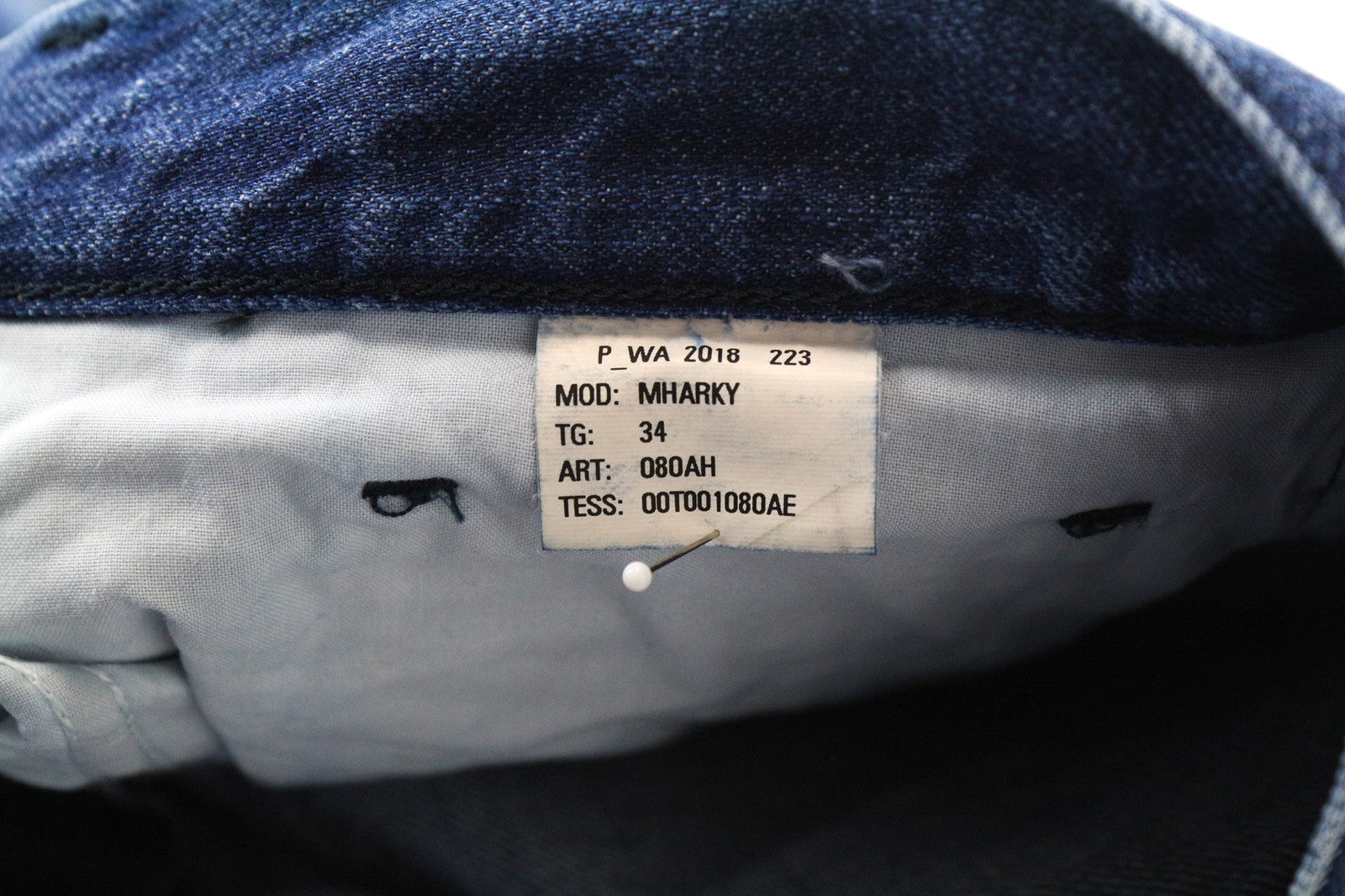 DIESEL Mharky 080AH Men's W34 Slim Distressed Blue Washed Casual Fit Jeans