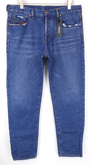 DIESEL Mharky 0078S Men's W34 Slim Blue Washed Button Fly Cotton Casual Jeans