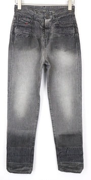 DIESEL D-5W002 089AU Women's W26/L32 Grey Pure Cotton Washed Straight Jeans