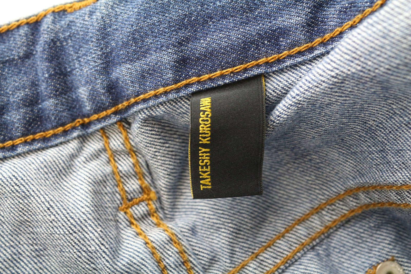 TAKESHY KUROSAWA Men's W34 Slim Fit Blue Pure Cotton Jeans Washed Aged Effect