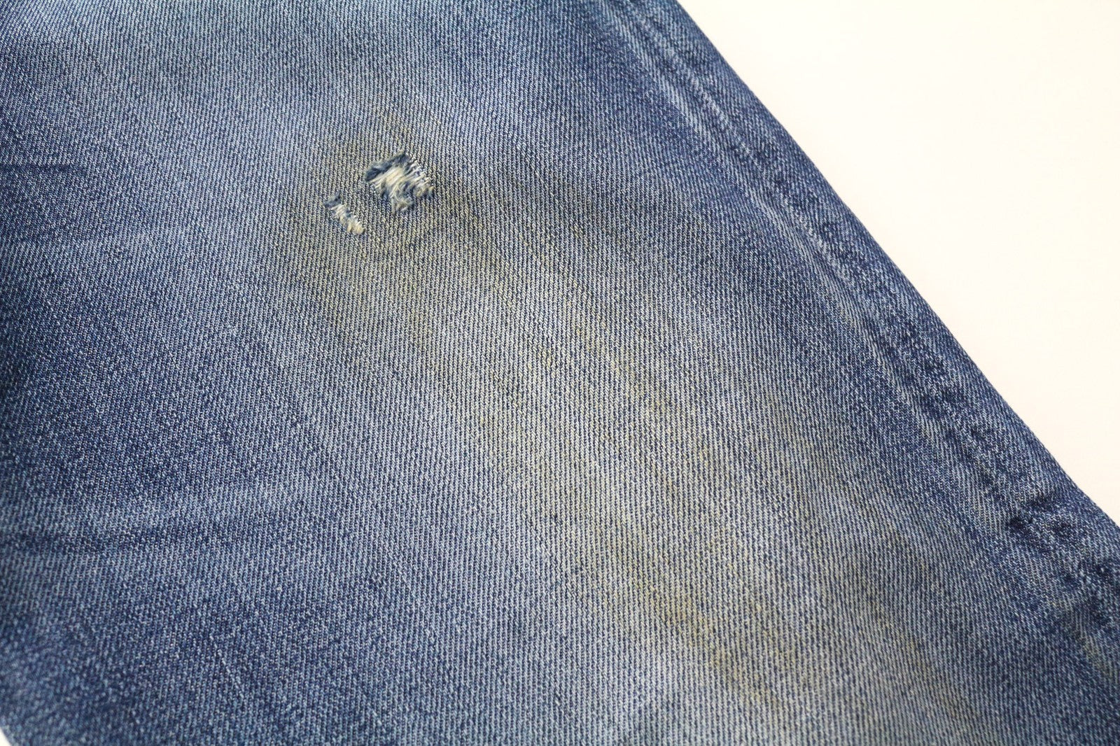 TAKESHY KUROSAWA Men's W34 Slim Fit Blue Pure Cotton Jeans Washed Aged Effect