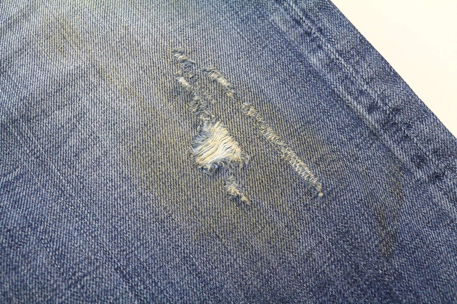 TAKESHY KUROSAWA Men's W34 Slim Fit Blue Pure Cotton Jeans Washed Aged Effect