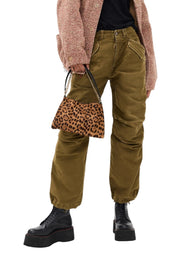 R13 Ankle Military Women Trousers 27 Olive Garment Dyed Moleskin FW25 RRP1199