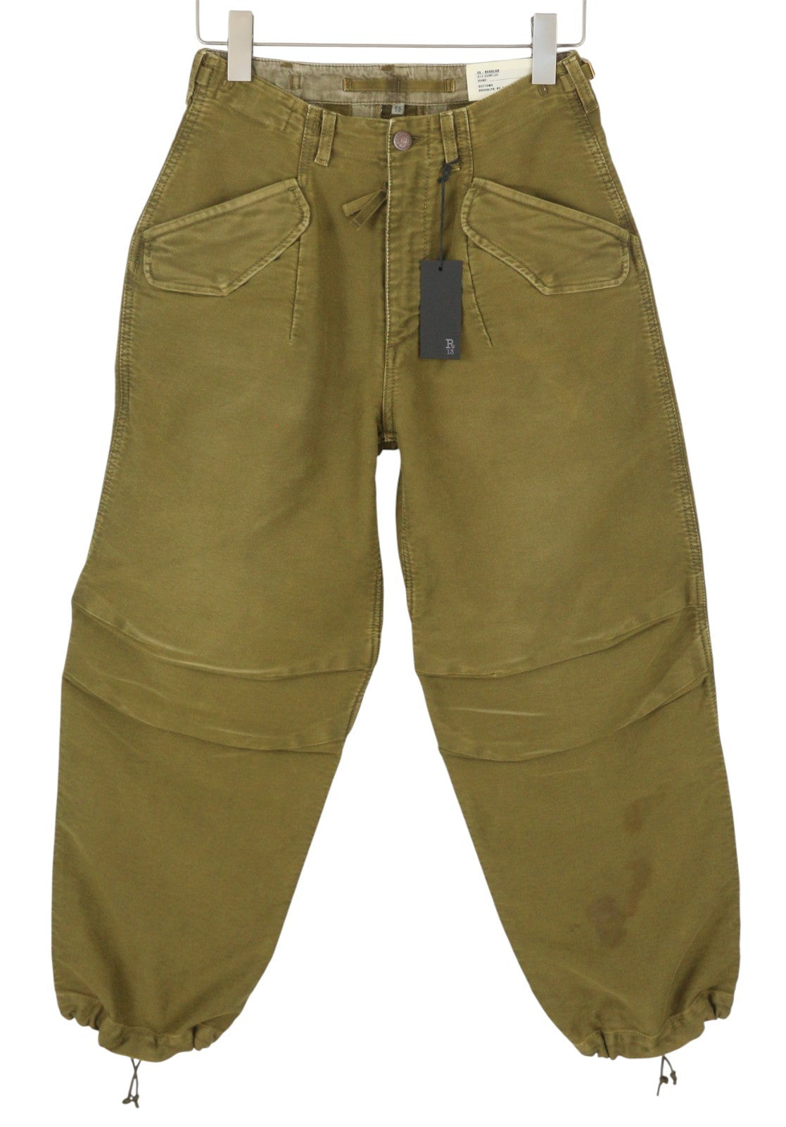 R13 Ankle Military Women Trousers 25 Olive Garment Dyed Cargo Logo FW25 RRP1199