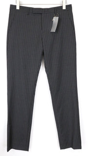 RICHMOND Men's Trousers 48 Dark Grey Pure Wool Stripe Pattern Tailored Pants