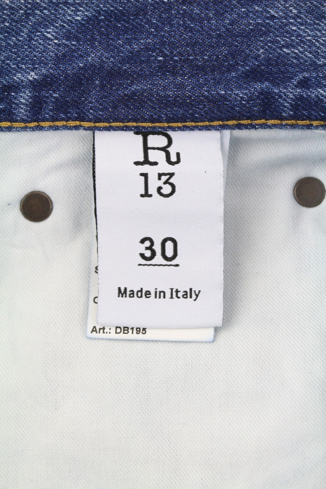 R13 Boyfriend Women Jeans 30 Jasper Straight Fit Whiskers Faded Ankle Blue PF25