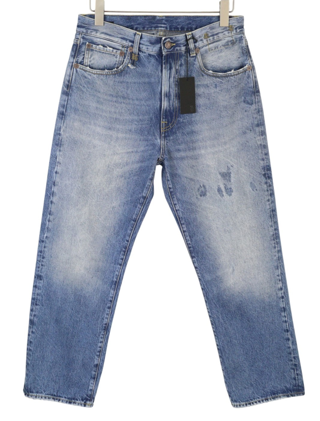 R13 Cuffed X-BF Women Jeans 27 Jasper Straight Whiskers Faded Blue Ankle PF25