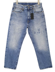 R13 Cuffed X-BF Women Jeans 27 Jasper Straight Whiskers Faded Blue Ankle PF25