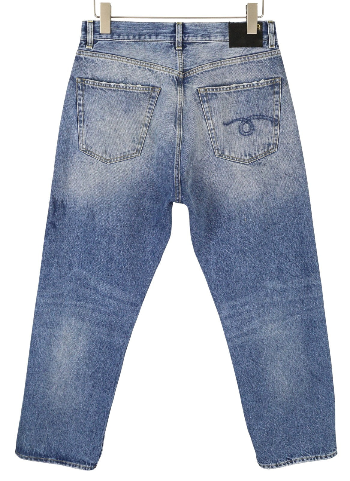 R13 Cuffed X-BF Women Jeans 27 Jasper Straight Whiskers Faded Blue Ankle PF25