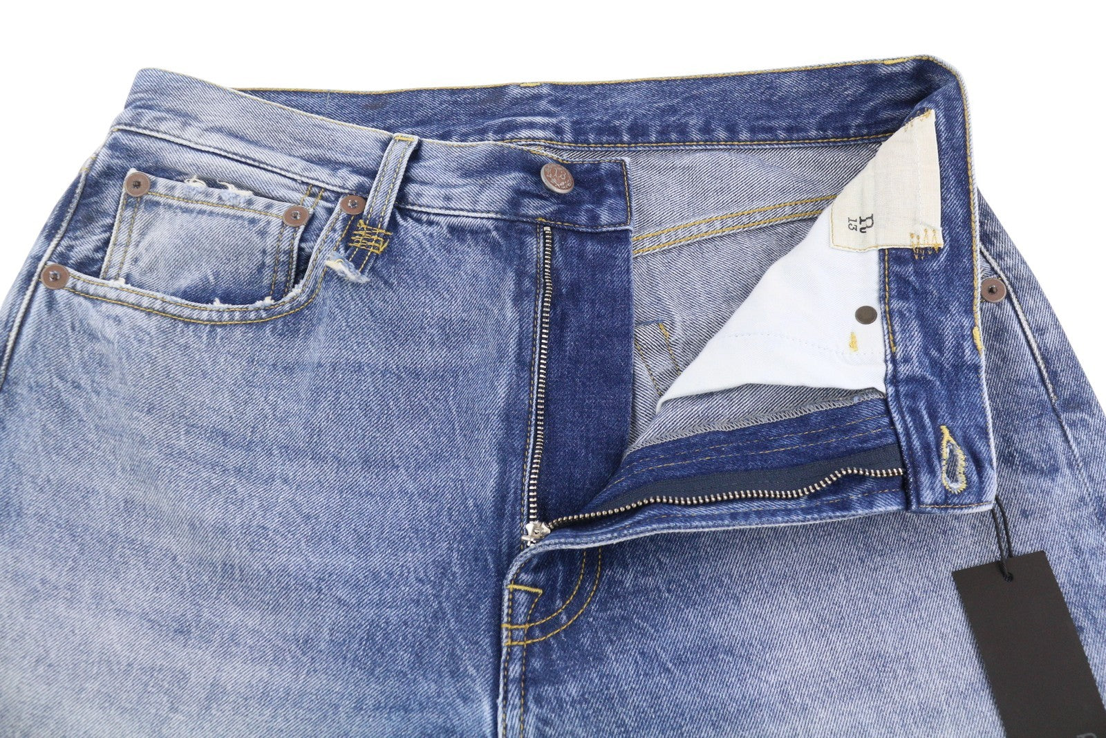 R13 Cuffed X-BF Women Jeans 27 Jasper Straight Whiskers Faded Blue Ankle PF25