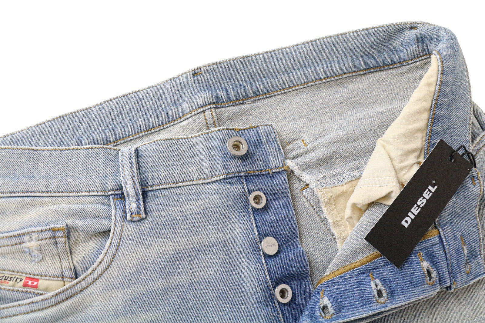 DIESEL D-Eetar 081AK Men's W34/L32 Blue Cotton Stretch Tapered Jeans Faded