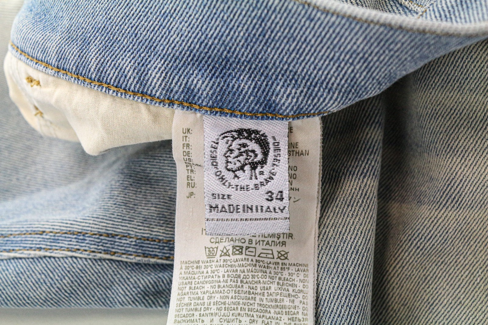 DIESEL D-Eetar 081AK Men's W34/L32 Blue Cotton Stretch Tapered Jeans Faded