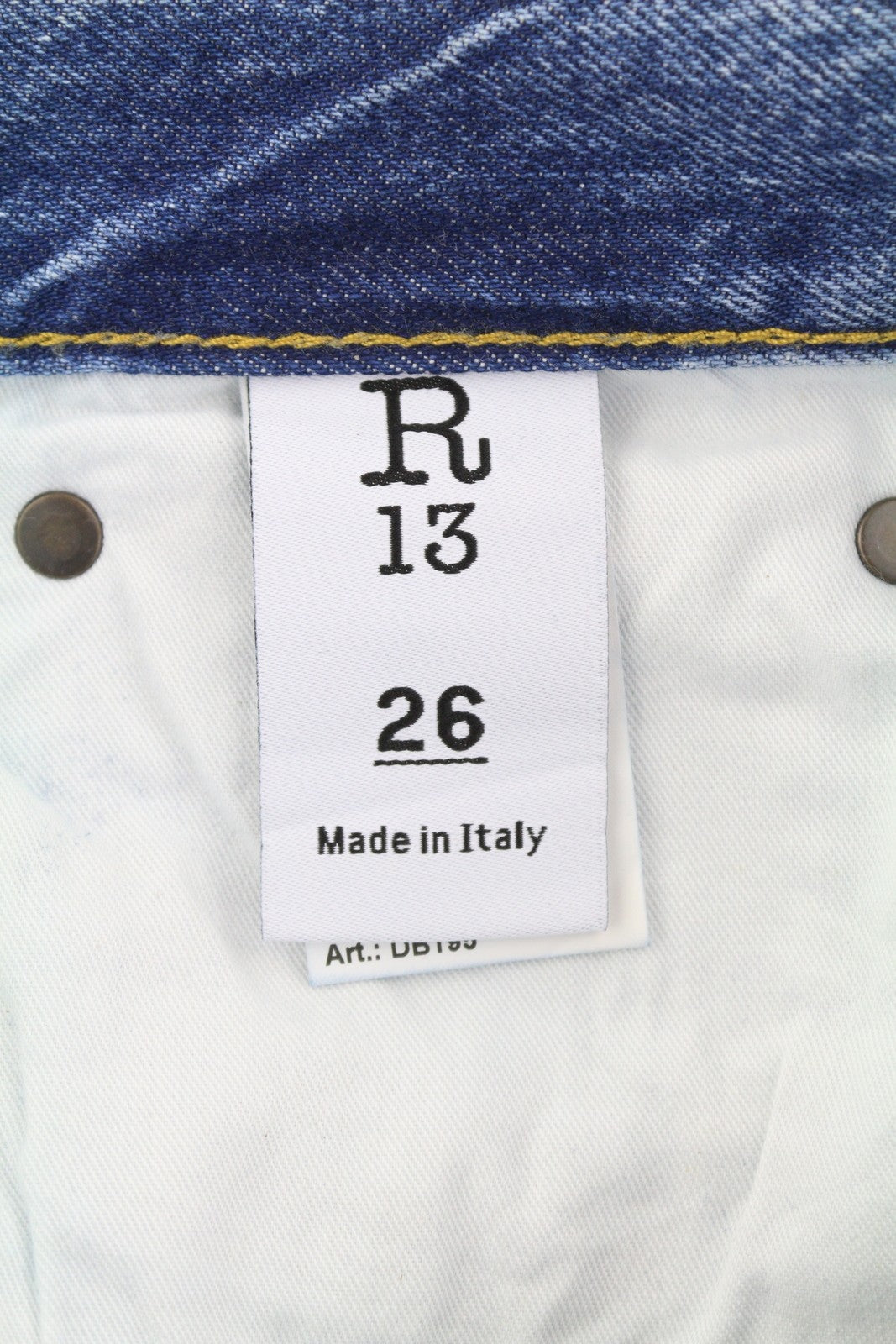 R13 Cuffed X-BF Women Jeans 26 Jasper Straight Distress Whiskers Faded Blue FW25