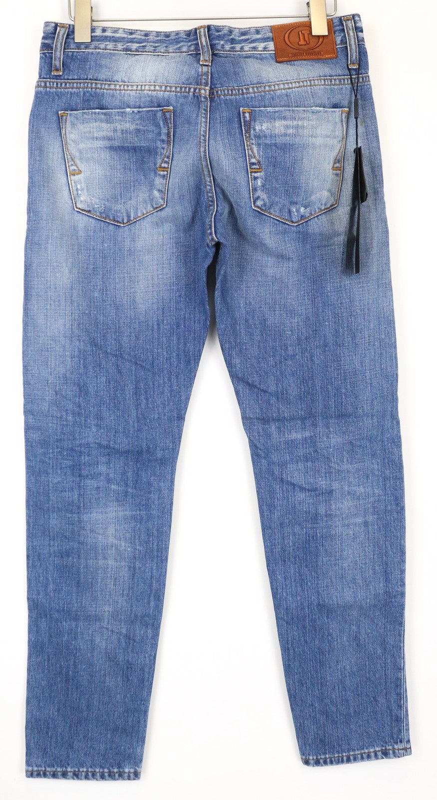 TAKESHY KUROSAWA Men's W34 Slim Blue Pure Cotton Distressed Washed Jeans Fit