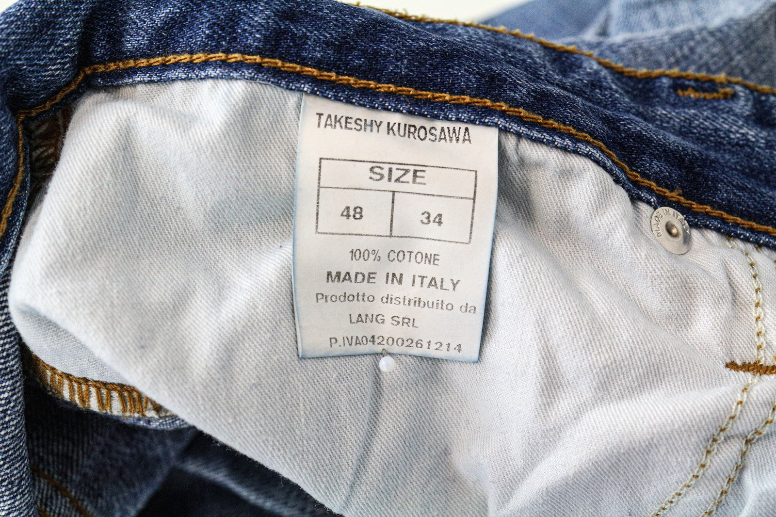 TAKESHY KUROSAWA Men's W34 Slim Blue Pure Cotton Distressed Washed Jeans Fit