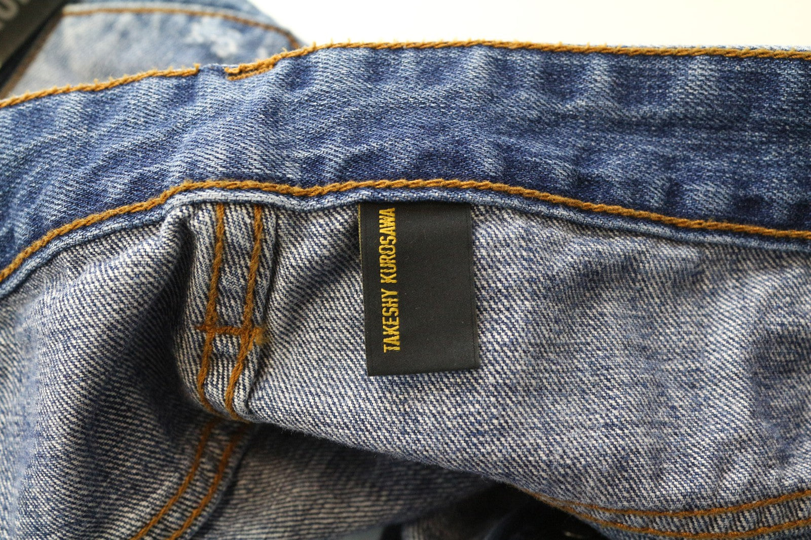 TAKESHY KUROSAWA Men's W34 Slim Blue Pure Cotton Distressed Washed Jeans Fit