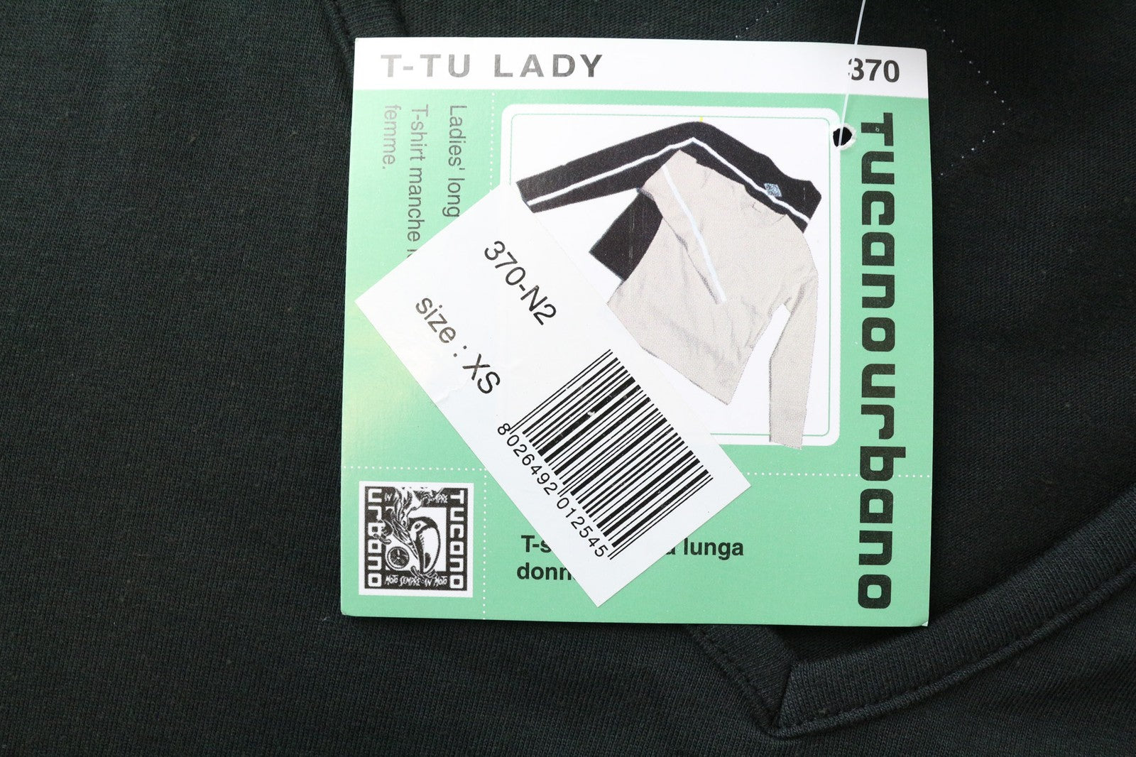 TUCANO URBANO T-TU Lady Women's XS Black Cotton Long Sleeve Casual Pullover